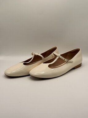 Linea Paolo Women's White Marla Mary Jane Flat Sz 10